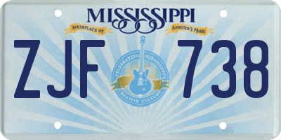 MS license plate ZJF738