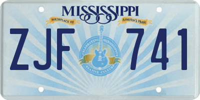 MS license plate ZJF741