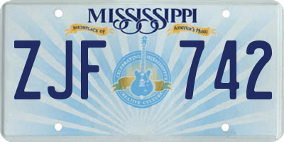 MS license plate ZJF742