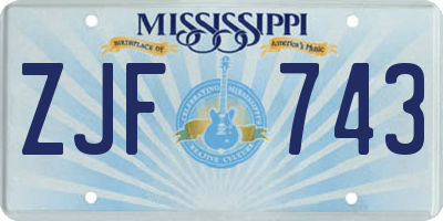 MS license plate ZJF743