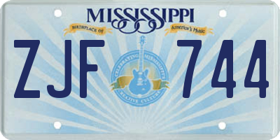MS license plate ZJF744