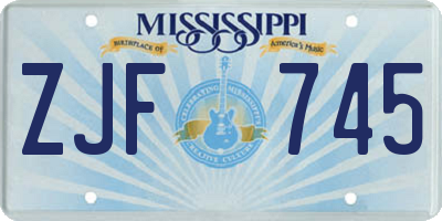 MS license plate ZJF745