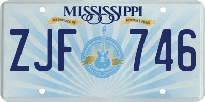 MS license plate ZJF746