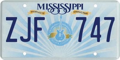 MS license plate ZJF747