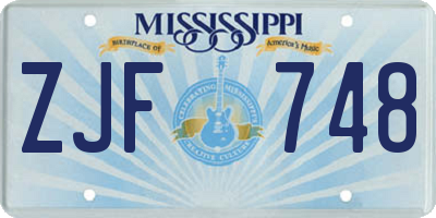 MS license plate ZJF748
