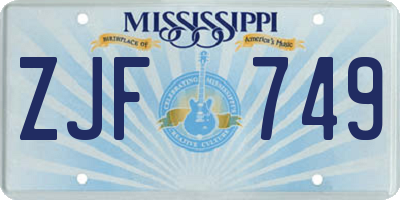 MS license plate ZJF749