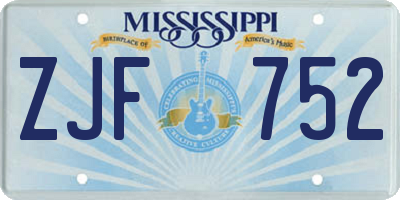 MS license plate ZJF752