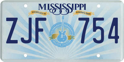 MS license plate ZJF754