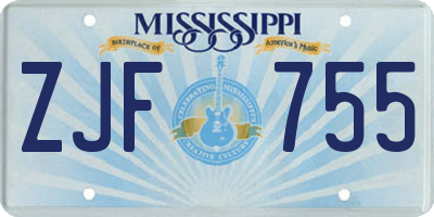MS license plate ZJF755
