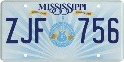 MS license plate ZJF756