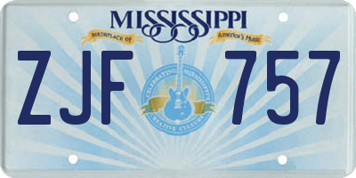MS license plate ZJF757