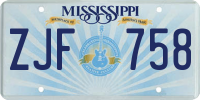 MS license plate ZJF758
