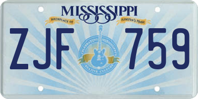 MS license plate ZJF759