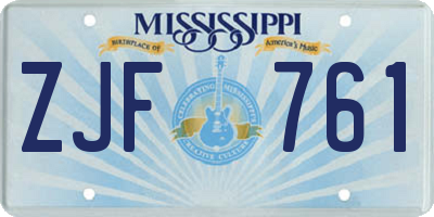 MS license plate ZJF761