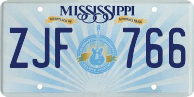 MS license plate ZJF766