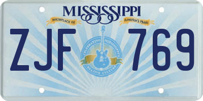 MS license plate ZJF769