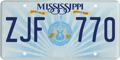 MS license plate ZJF770