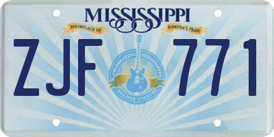 MS license plate ZJF771