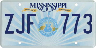 MS license plate ZJF773