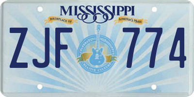 MS license plate ZJF774