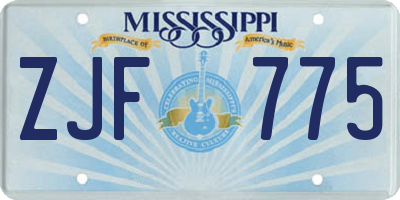 MS license plate ZJF775