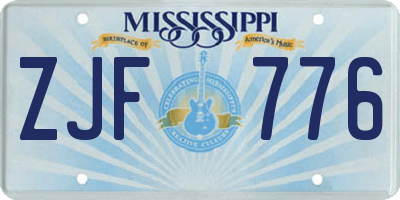 MS license plate ZJF776