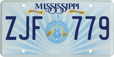 MS license plate ZJF779