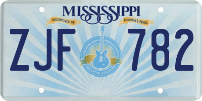 MS license plate ZJF782