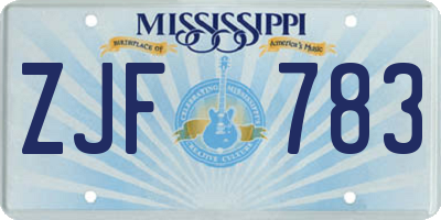 MS license plate ZJF783