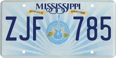 MS license plate ZJF785