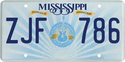 MS license plate ZJF786