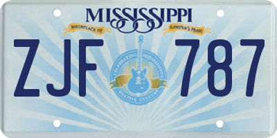 MS license plate ZJF787