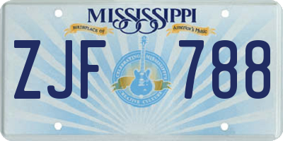 MS license plate ZJF788