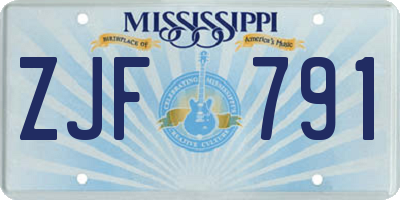 MS license plate ZJF791
