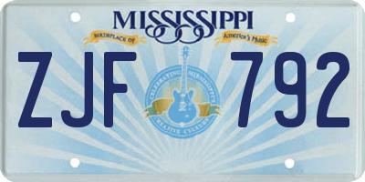 MS license plate ZJF792