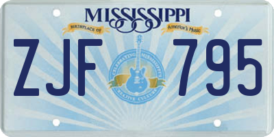 MS license plate ZJF795