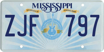 MS license plate ZJF797