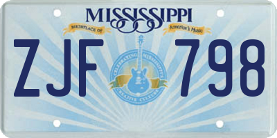 MS license plate ZJF798