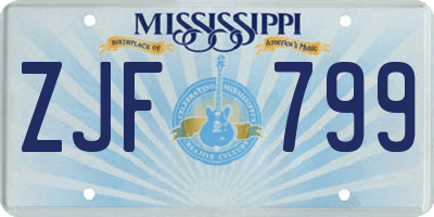 MS license plate ZJF799