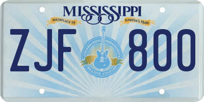 MS license plate ZJF800