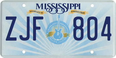 MS license plate ZJF804