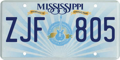 MS license plate ZJF805