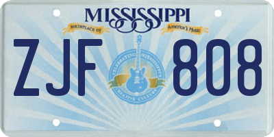 MS license plate ZJF808