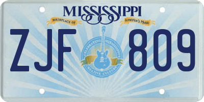 MS license plate ZJF809