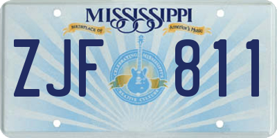 MS license plate ZJF811