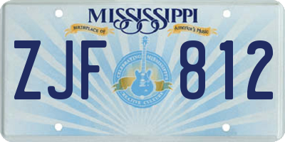 MS license plate ZJF812