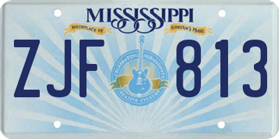 MS license plate ZJF813