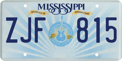 MS license plate ZJF815