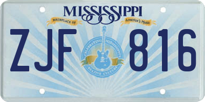 MS license plate ZJF816