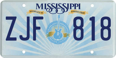 MS license plate ZJF818